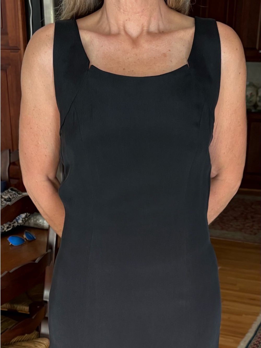 Bloomingdale's Black dress with Vertical Seams